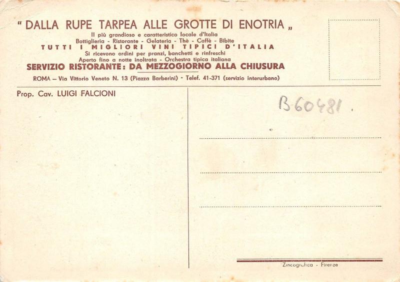 BC60481 Roma Via Vittorio Veneto Restaurante Luigi Falcioni
