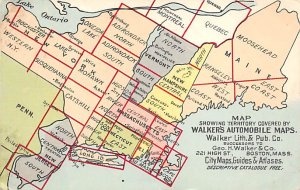Walker's Automobile Maps Boston, Massachusetts, USA 1908 