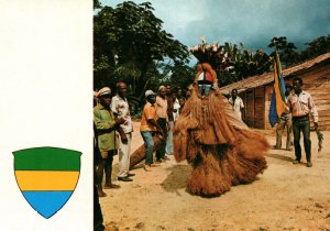 VINTAGE CONTINENTAL SIZE POSTCARD GABON DANCER ADOUMA