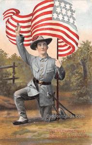 Military Man with Flag Military Comic Unused 