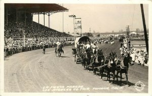 RPPC Postcard La Fiesta Parade Los Angeles Co. Fair Pomona Frasher Covered Wagon