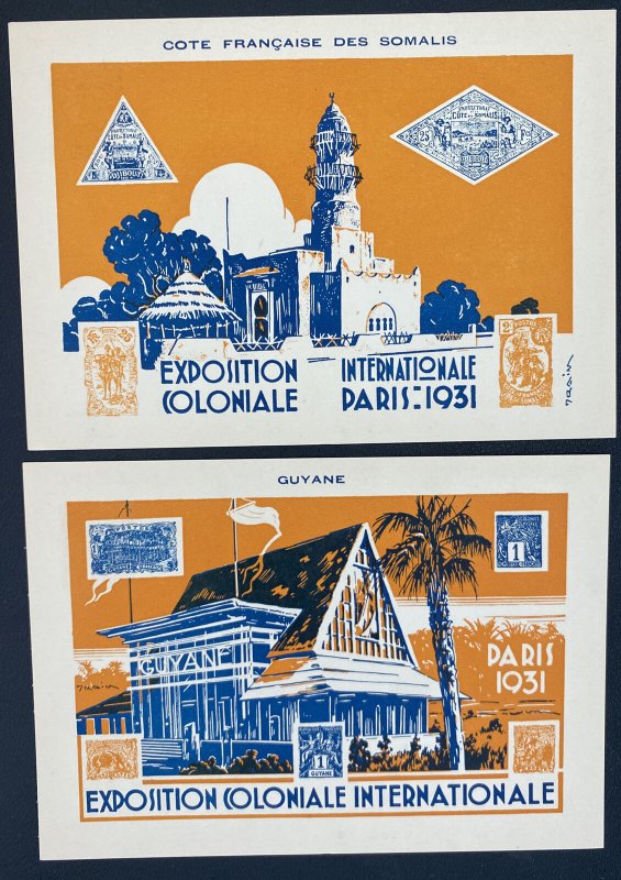 1931 Complete Set Of 12 Postcards International Colonial Exposition In Paris 