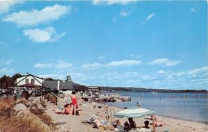 Lincolnville Maine~Beach Scene along Penobscot Bay~Sunbathers~c1950s Postcard