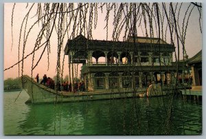 Postcard Beijing China c1960s Marble Stone Boat On Lake Boat of Purity and Ease