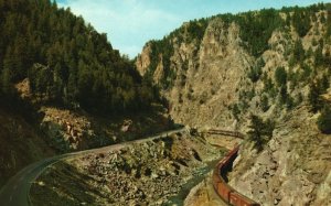 Vintage Postcard Byers Canyon Colorado River Sulphur Springs Kremming Railroad