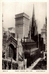 USA Trinity Church And Skyscrapers New York City Vintage RPPC 08.60 