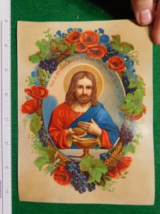 1870s-80s Luke XXII 19 Portrait of Jesus w/ Wine Gobblet Victorian Trade Card #P