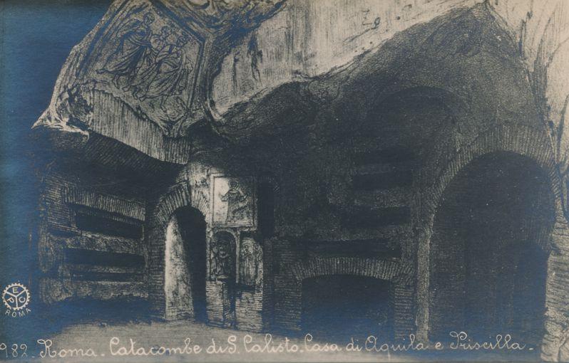 RPPC Catacombe di S. calisto , Casa di Aquila e Priscilla - Rome, Italy