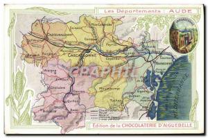 Old Postcard geographical maps of Chocolaterie & # 39Aiguebelle Aude Carcassonne