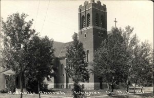 Wagner South Dakota SD Catholic Church Real Photo Vintage Postcard