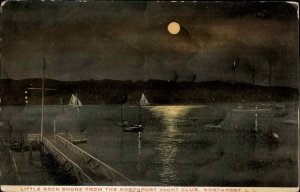 Northport Long Island New York NY Little Neck Shore Moonlight c1910 Postcard