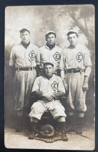 Mint USA Real Picture Postcard Vintage Baseball Team Players Emmans PA 