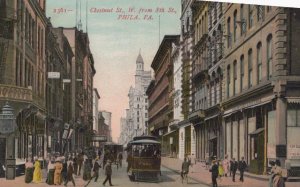 CHESTNUT STREET W. FROM 8TH PHILADELPHIA PENNSYLVANIA POSTCARD (c. 1910)