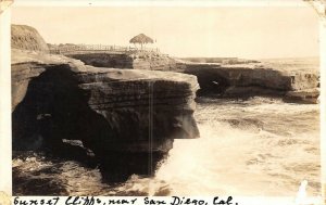 San Diego California 1940s RPPC Real Photo Postcard Sunset Cliffs Ocean
