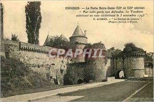 Old Postcard Fougeres La Porte Notre Dame (twelfth and thirteenth Centuries)