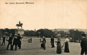 Norway Karl Johans Monumentet Christiania Oslo Vintage Postcard 08.72