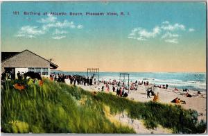 Bathing at Atlantic Beach Pleasant View RI c1914 Vintage Postcard R08