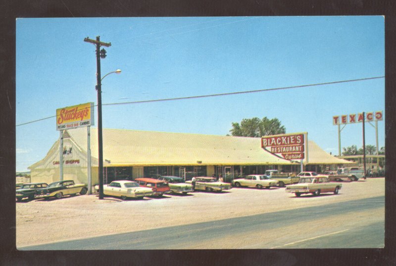 MORIARTY NEW MEXICO ROUTE 66 BLACKIE'S STUCKEYS RESTAURANT OLD CARS POSTCARD