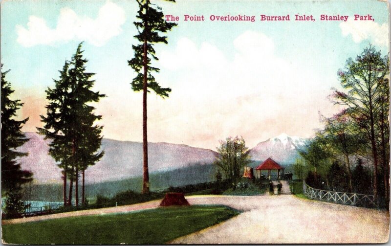 Point Overlooking Burrard Inlet Stanley Park Antique Divided Back Postcard 