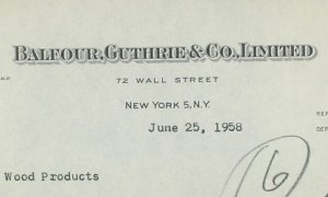1958 Balfour, Guthrie & Co. Limited Wall Street New York African Timber 309
