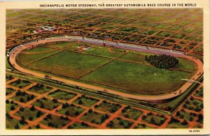 Postcard IN Indianapolis Indianapolis Aerial View of Motor Speedway 1950 F5