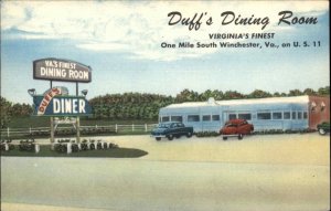 Winchester VA Area US 11 Duff's Diner Dining Room Roadside Linen Postcard