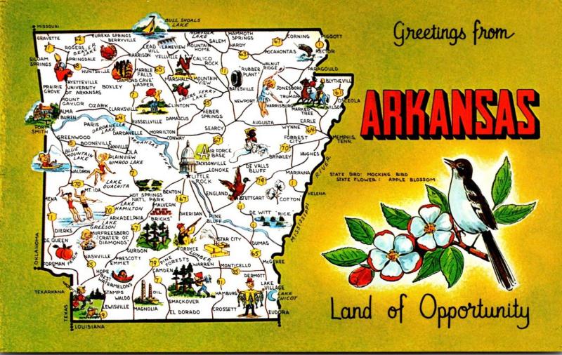 Arkansas Greetings With Map