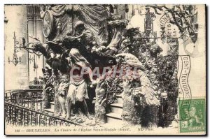 Old Postcard Belgium Brussels The pulpit of St. Gudule & # 39eglise (detail)