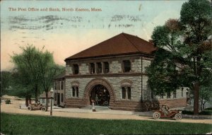 North Easton MA Post Office and Bank c1910 Vintage Postcard