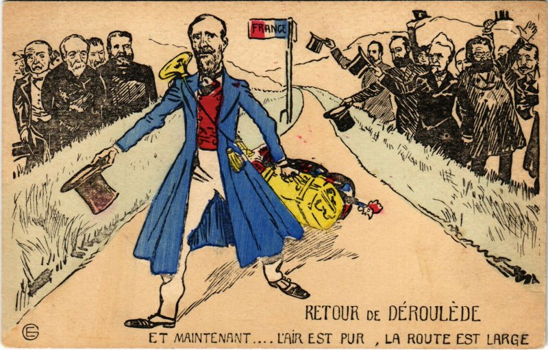 PC CPA FRENCH PROPAGANDA, SATIRE, WW1, RETOUR DE DÉROULÉDE, (b17027)