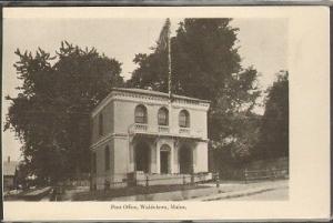 Post Office Waldoboro Maine 1905c glitter postcard