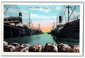 c1930's Cotton Spring Carlsholm Steamer Ship Savannah Georgia GA Postcard