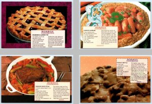 4 Postcards MORMON COOKING ~ Recipes PIE & PEANUT BRITTLE Steak & Carrots 1993