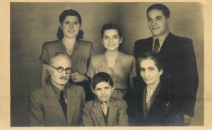 Postcard Social history XX Century family portrait summer 1947 Targu Mures