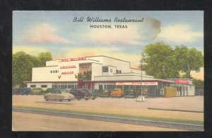 HOUSTON TEXAS BILL WILLIAMS RESTAURANT LINEN VINTAGE ADVERTISING POSTCARD