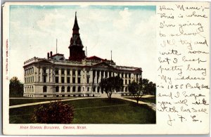 High School Building Omaha NE c1906 Undivided Back Vintage Postcard S15