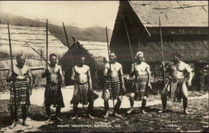 Rotorua New Zealand Maori Warriors Real Photo Postcard - Ethnography