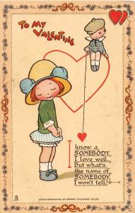 F12/ Valentine's Day Love Holiday Postcard c1910 Kids Heart Fancy Border 14