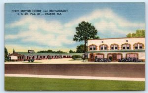 STARKE, FL Florida ~ DIXIE MOTOR COURT & RESTAURANT c1950s Linen Motel Postcard