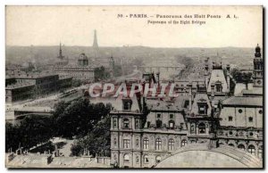 Paris - 1 - Overview of Eight Bridges Eiffel Tower - Old Postcard