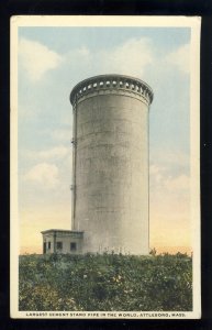 Attleboro, Massachusetts/Mass/MA Postcard, Largest Cement Stand Pipe