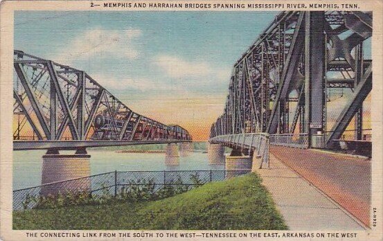 Tennessee Memphis Memphis And Harraham Bridges Spanning Mississippi River