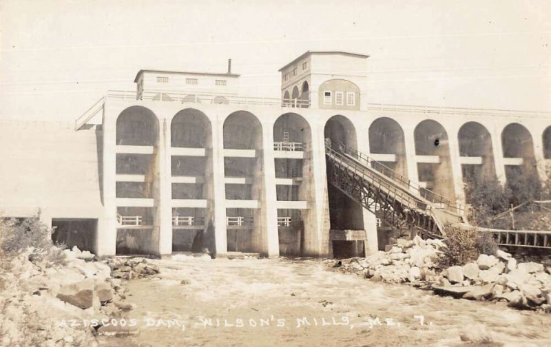 Wilson's Mills Maine Azicoos Dam Real Photo Vintage Postcard AA28120