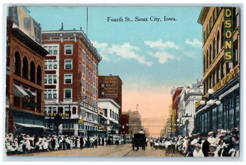 c1910's Fourth Street Buildings And Shops Sioux City Iowa IA Posted Postcard