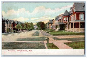 Hagerstown Maryland MD Postcard Broadway Exterior Building c1910 Vintage Antique