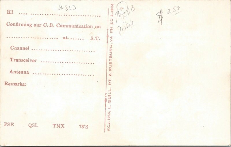 Lexington Virginia Mohler's Texaco Rte 4 Ham QSL Card Radio KCJ-5705 Postcard U7