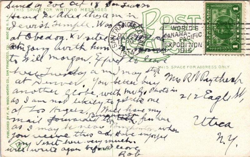 VINTAGE POSTCARD THE 1915 PANAMA-PACIFIC INT'L EXPOSITION SERVICE BUILDING