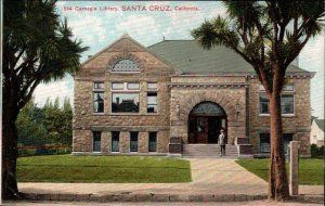 Postcard Carnegie Library Santa Cruz California Downtown Posted 1909 PC4