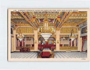 Postcard Interior Of Casino And Famous Gold Bar, Hotel Agua Caliente, Mexico