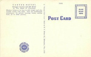 Cleveland Ohio 1950s Postcard Carter Hotel